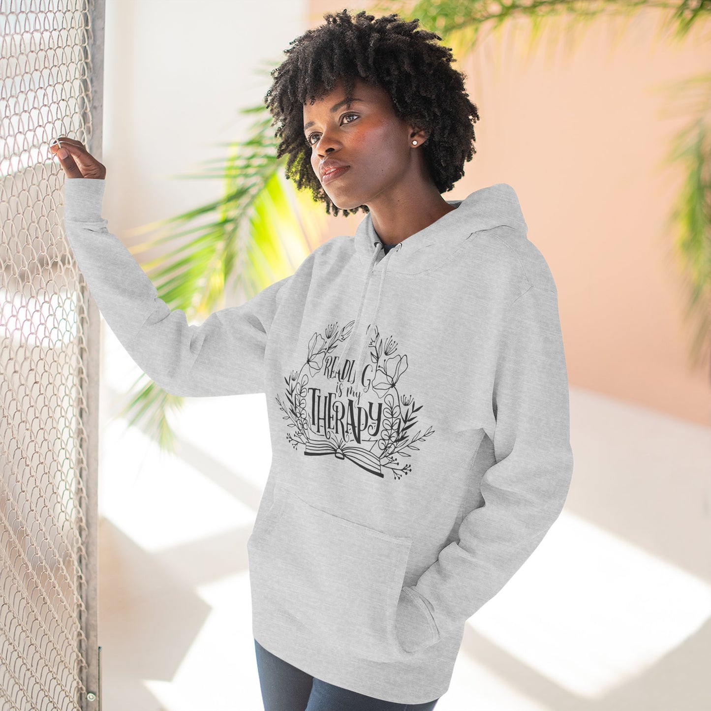 Reading Is My Therapy Fleece Hoodie
