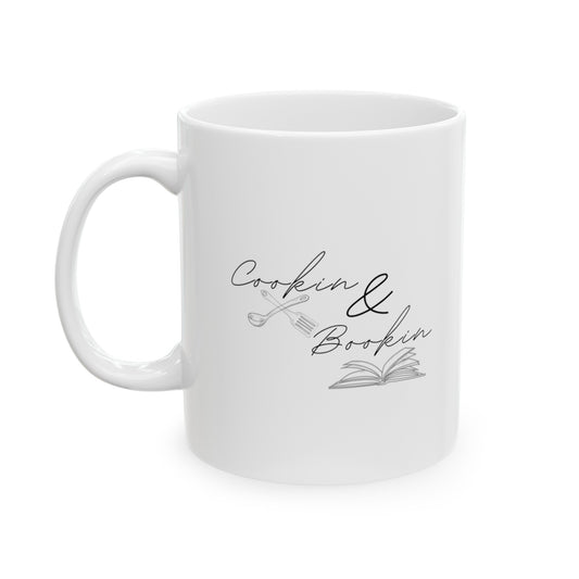 Cookin' & Bookin' Ceramic Mug, (11oz, 15oz)